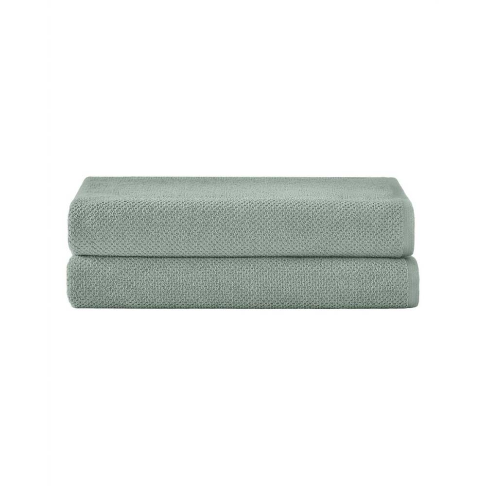 NEW UNDER THE CANOPY textured organic 2 piece bath sheet set in lichen